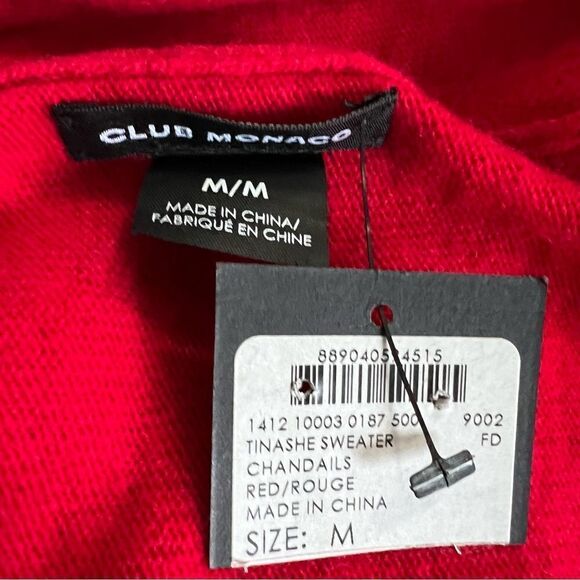 Club Monaco Red Tinashe Cowl Neck Cold Shoulder Tie Sweater NWT - Picture 14 of 14